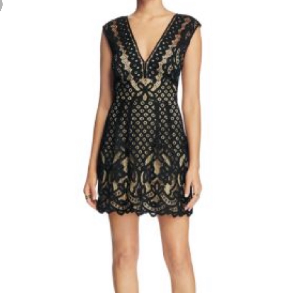 Gorgeous Free People Black Lace Minidress